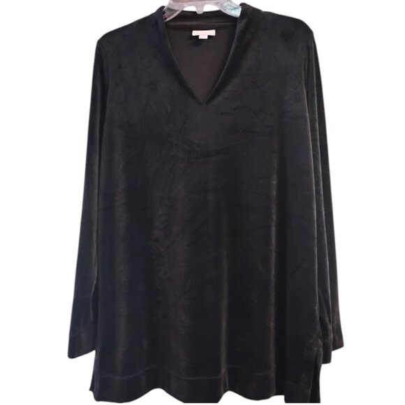 J Jill Plush Velour Black Tunic Top M - Picture 3 of 4